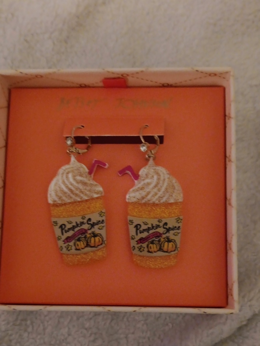 Pumpkin Spice Cup Whip Earrings - Pink & Gold